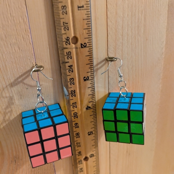 Rubicks Colorful Cube Earrings - Picture 4 of 5